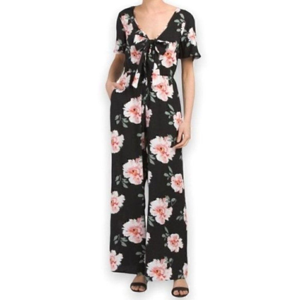 Bandofgypsiesblack Floraljumpsuit